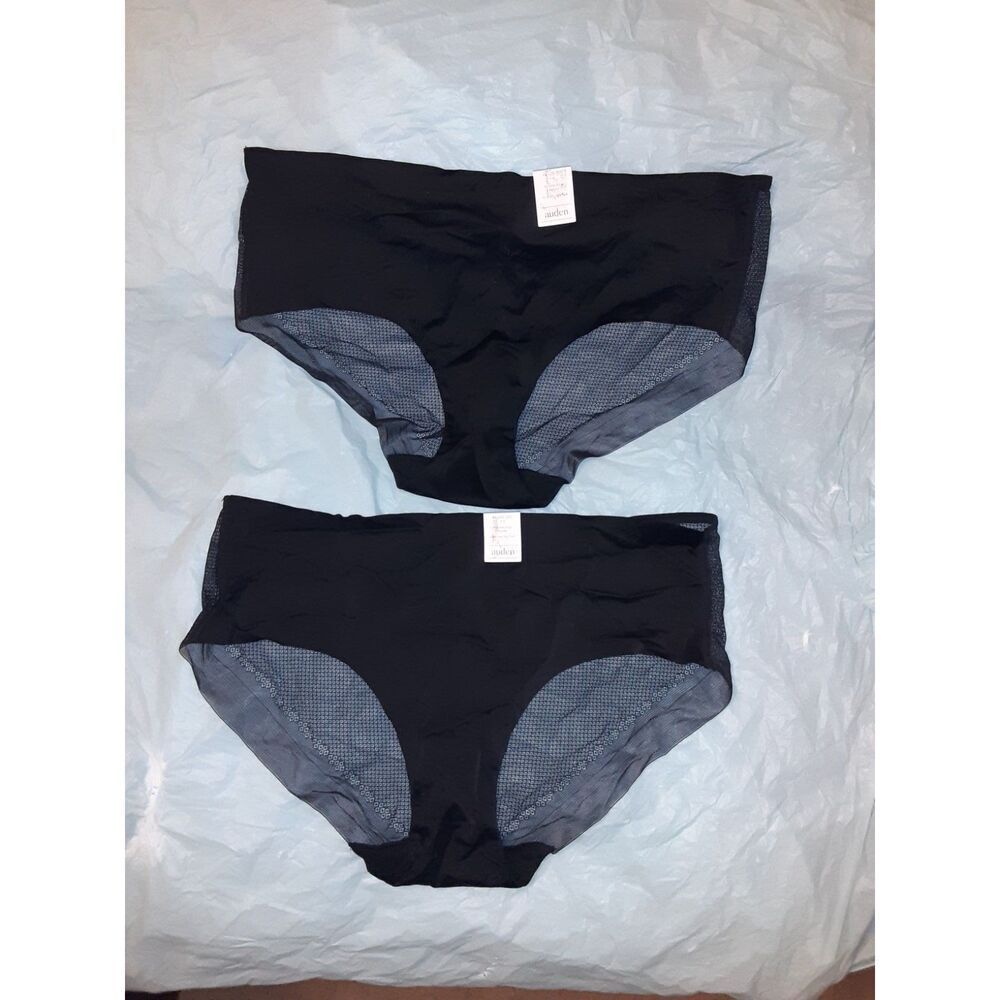 Auden 4X Black Mesh Panties 2 pairs lot NWT